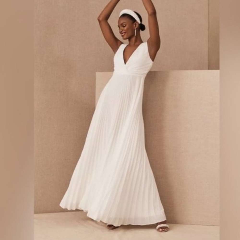 Anthropologie | BHLDN Badgley Mischka Sloan Dress Accordion Pleat Wedding Gown 0
